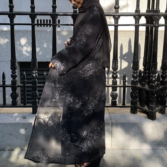 Linen Floral Abaya